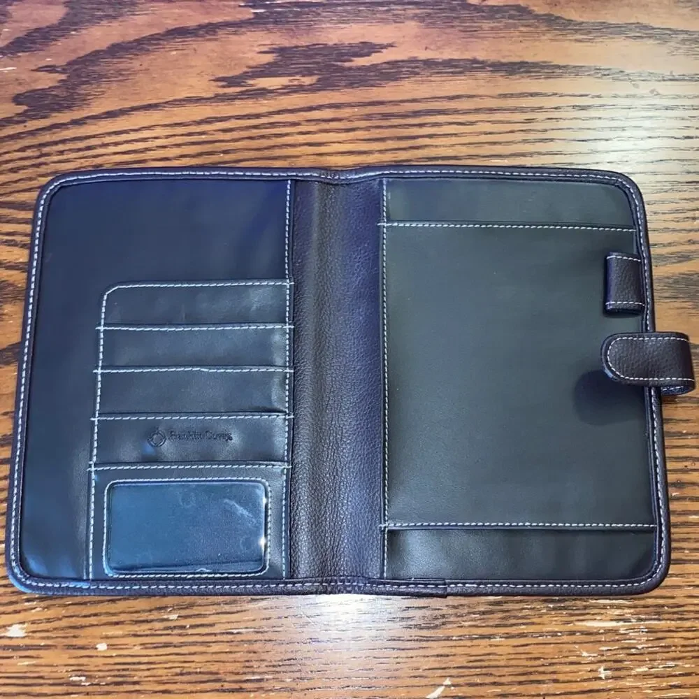 FRANKLIN COVEY Day One Dark Brown Faux Leather Organizer Planner Binder Vintage